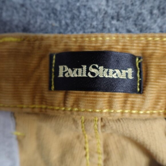 Paul Stuart Pants 38 x 28 Yellow Corduroy Solid Cotton Elastane - Picture 9 of 11